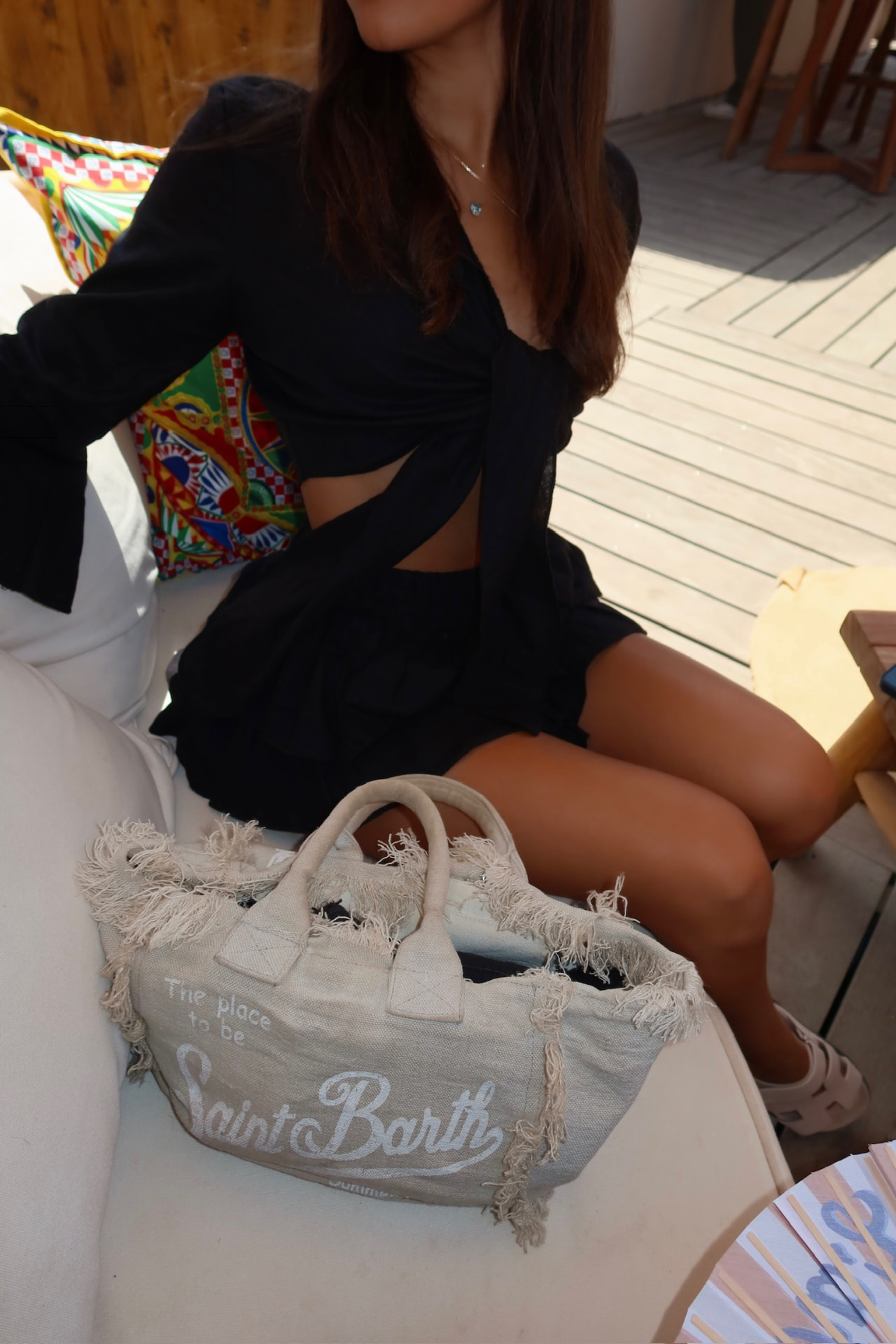 Black Capri Set worn seaside